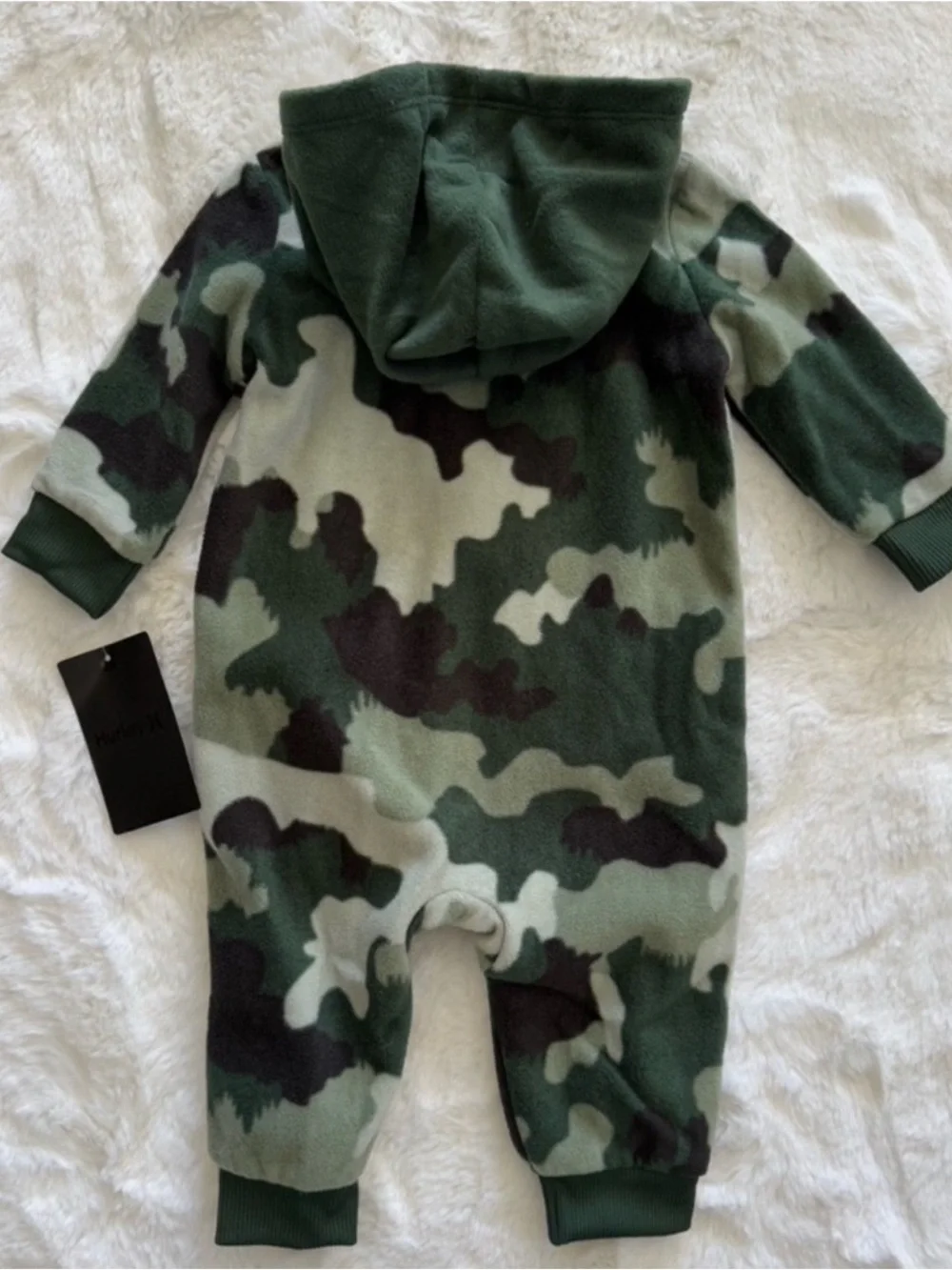 NWT Hurley Infant Fleece Camo Onesie- Green and Black